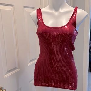Red sequin tank